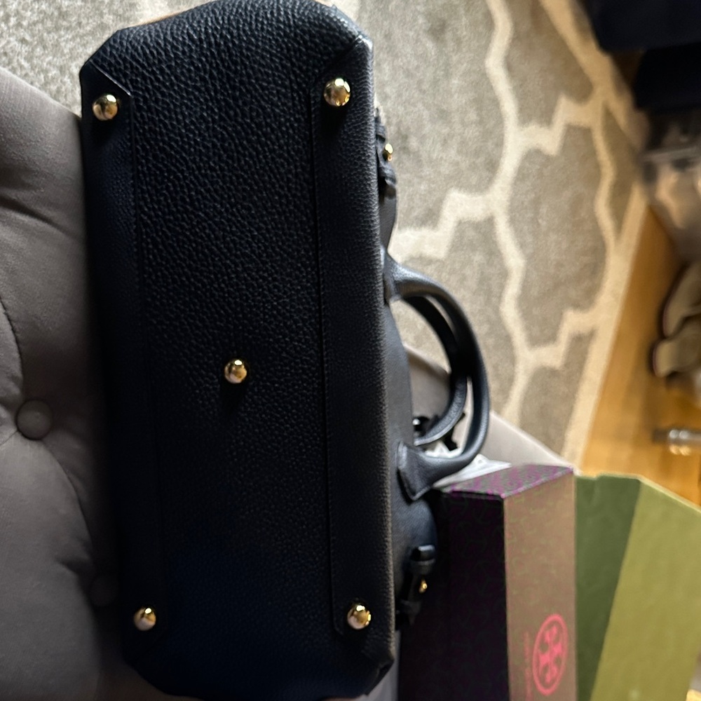 Burberry Navy Blue Leather Tote - Picture 6 of 12